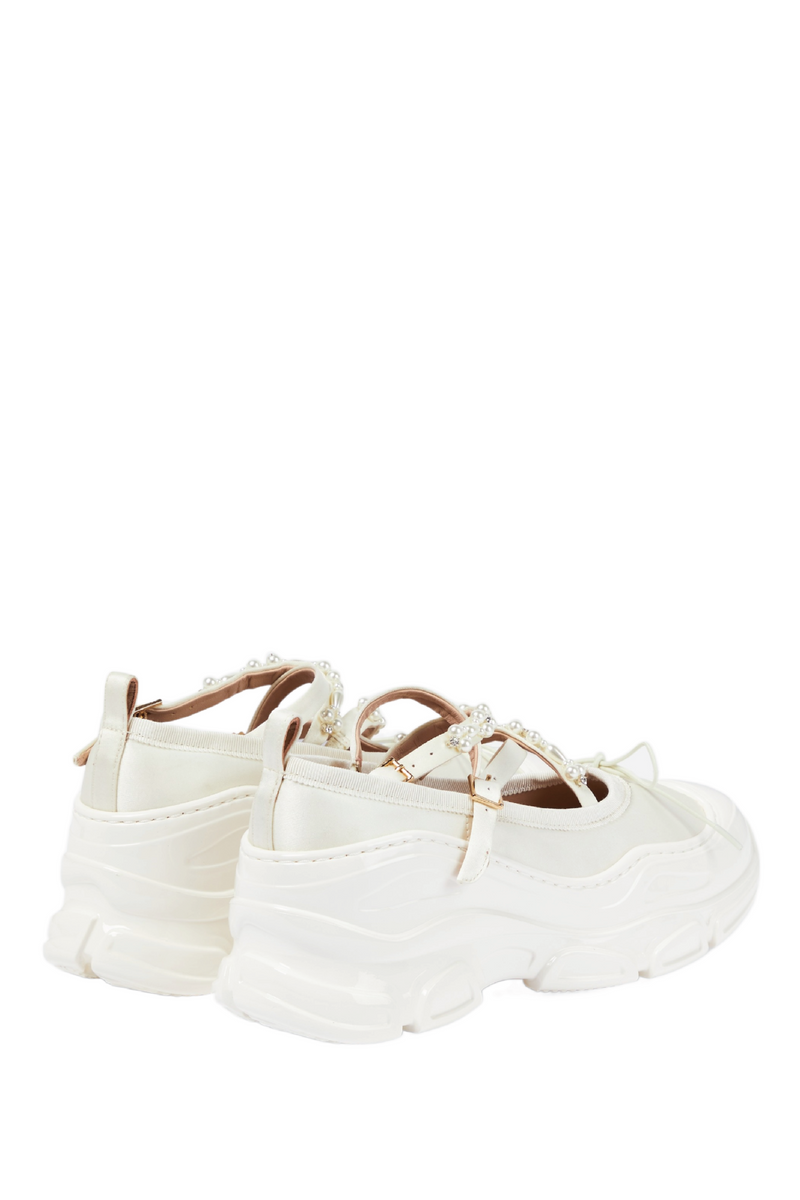 Ballet Sneakers - White with Pearls