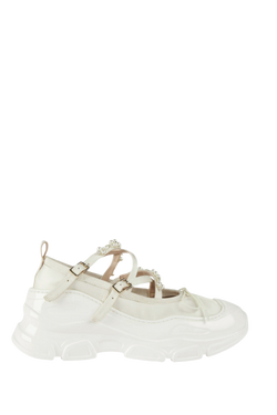 Ballet Sneakers - White with Pearls