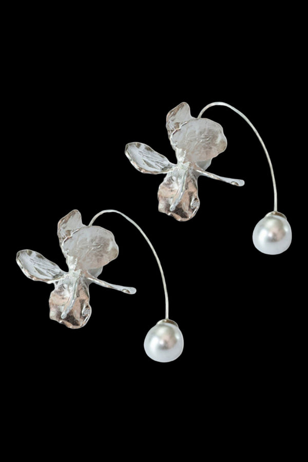 Orchid Drop Earrings - Silver
