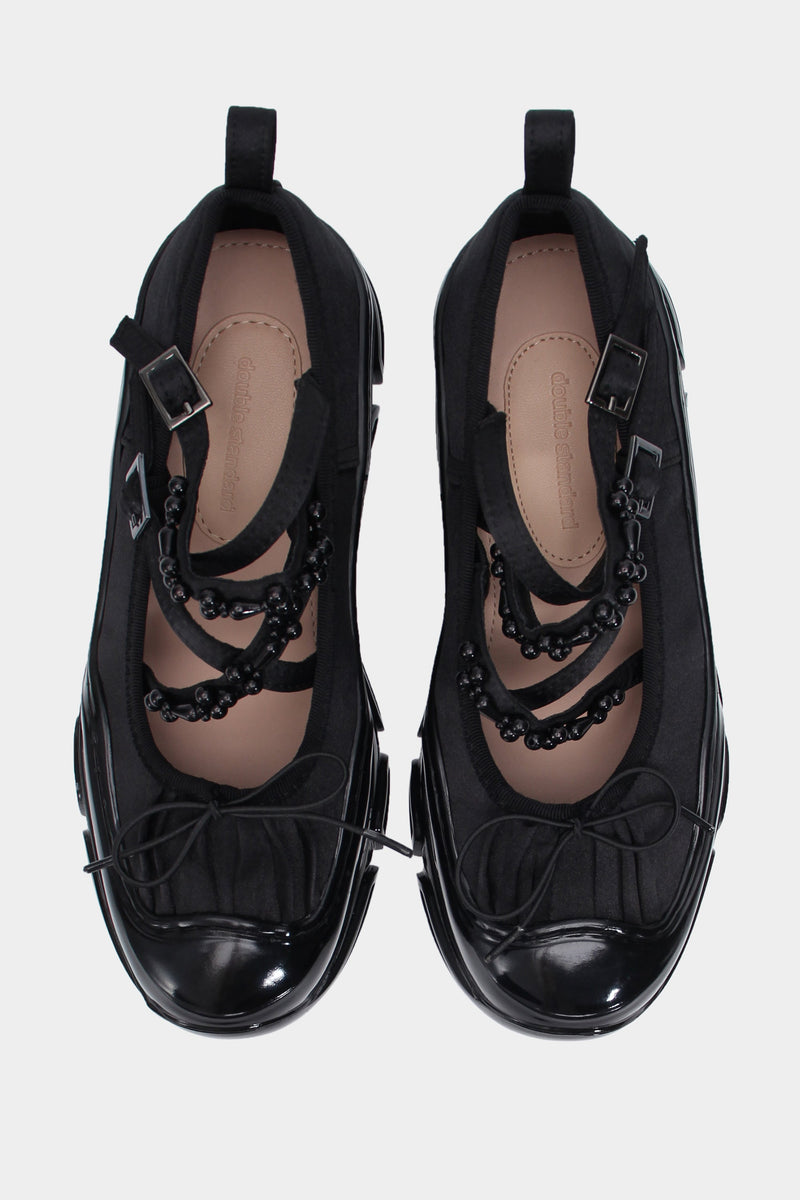 Ballet Sneakers - Black with Pearls