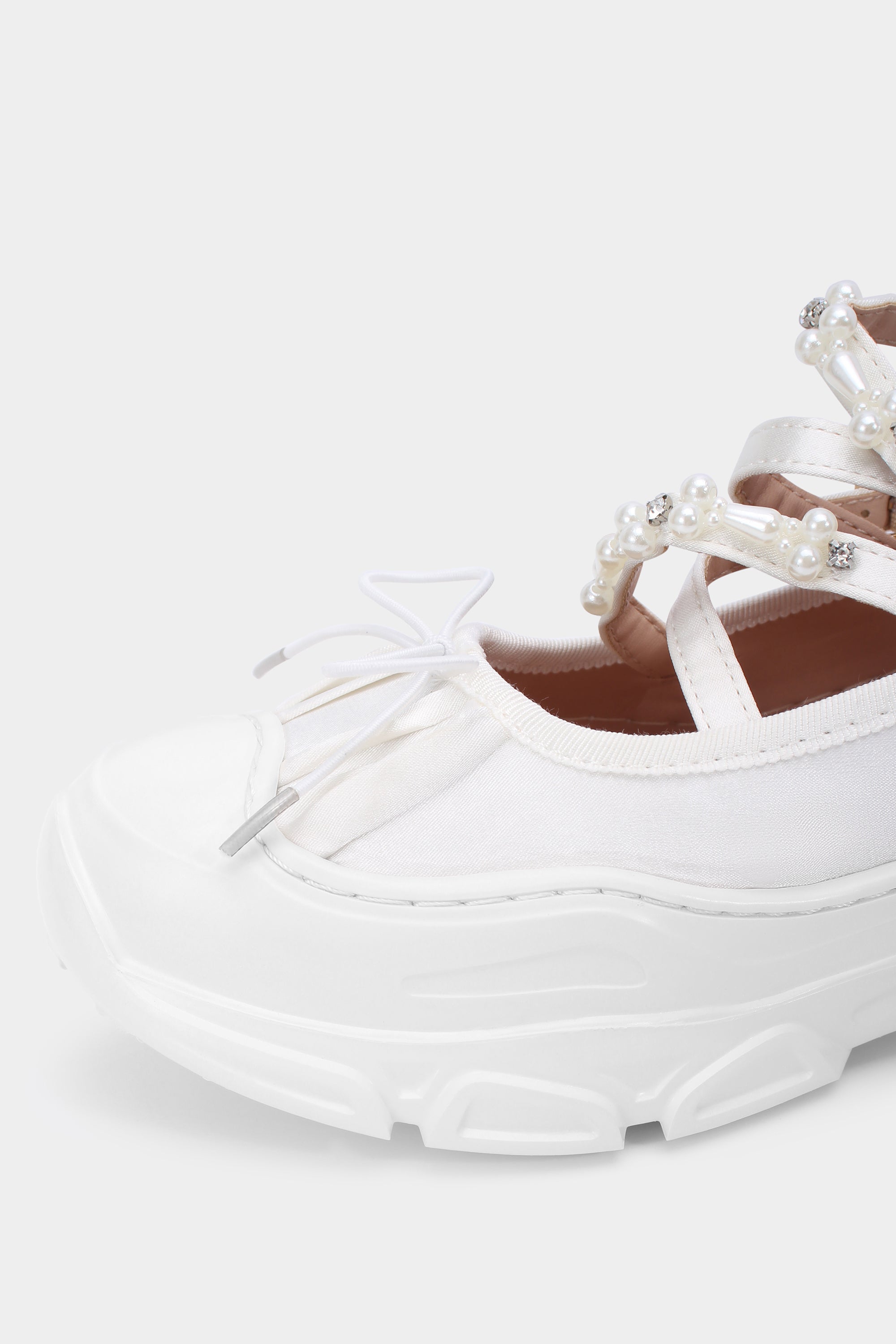 Ballet Sneakers - White with Pearls