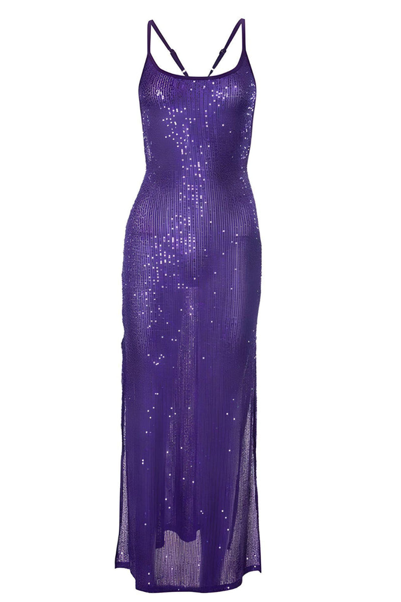 Long Sequin Dress - Purple