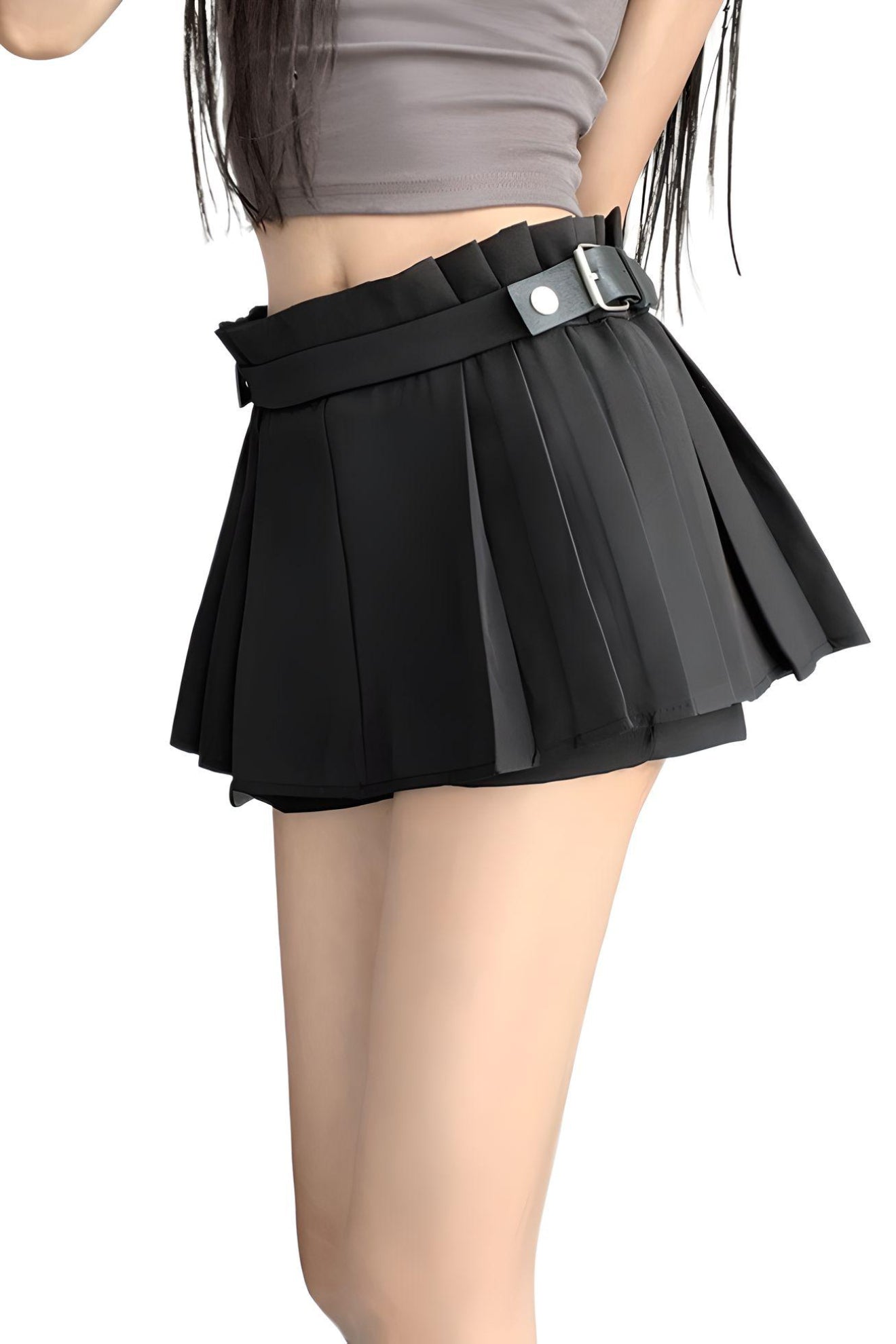 Mini Skort with Pleats - Black